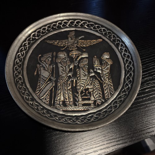Antique Copper Plate Parsi Faravahar Farohar Zoroastrian Faith Ancient Persian "