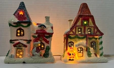 2 Cornerstone Creations Mini Christmas Village Houses Approx 4x5 Inch Glitter