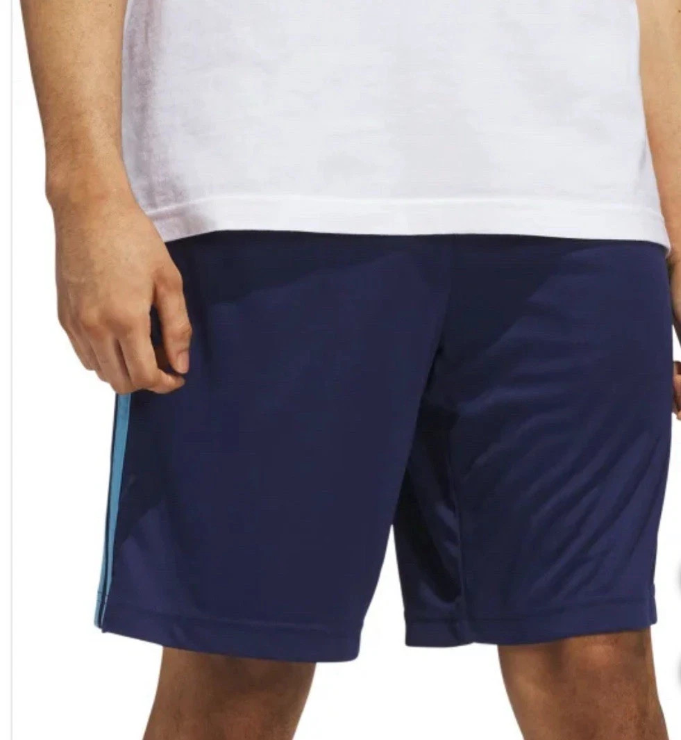 Adidas Men's 3 Stripe Shorts, Navy/Blue, Size M