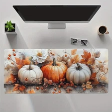 40*90cmLarge Non-Slip Mouse Pad & Desk Mat - Autumn Pumpkin Lantern Fall Decor w