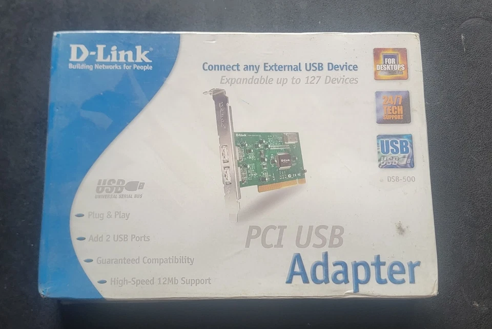 D-Link PCI USB 1.1 Adapter Card - DSB-500 - Sealed NEW Old Stock - Image 2 of 2