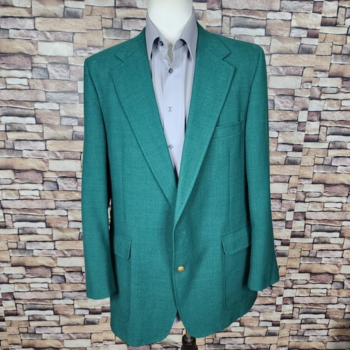 Lands End Vintage Blazer Herren 46 L Masters Grün mit Goldknopf Made in USA