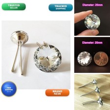 50PCS Clear Crystal Glass Prong Buttons Upholstery Tacks ZCC 25mm