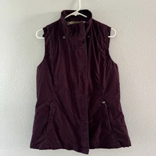 Horny Toad Vest Women’s Medium Maroon Hooded Zip Button Winter
