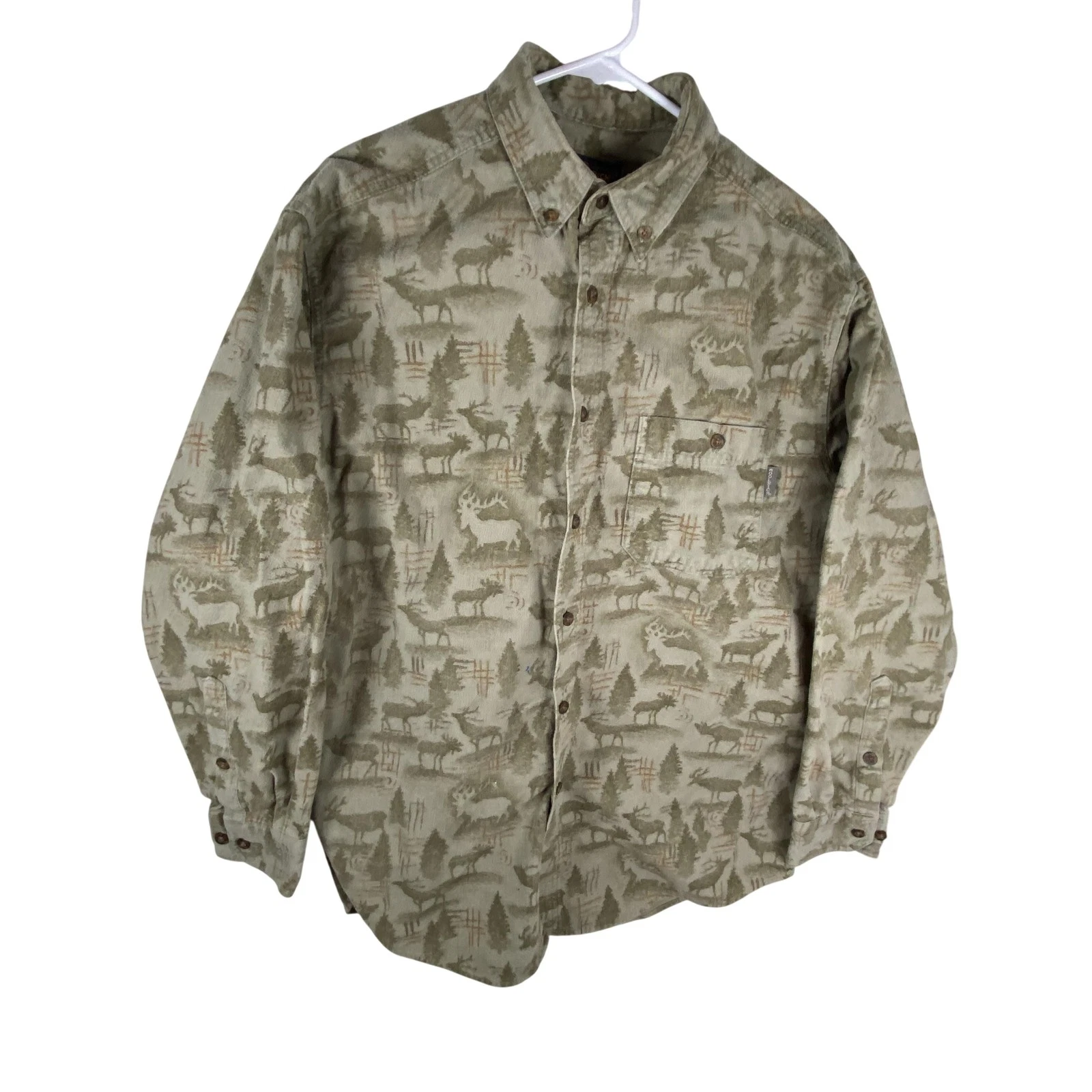 Woolrich Shirt Mens Large Green Flannel Deer Elk Hunting Outdoor Button Down
Opens in a new window o