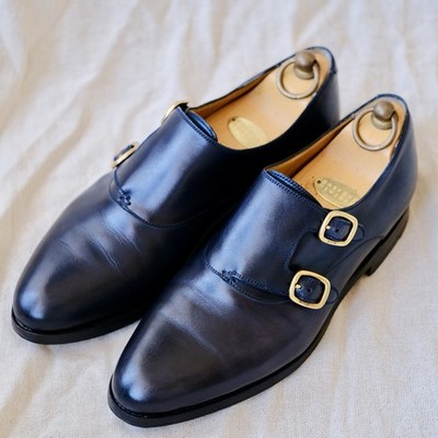 Gucci MTO Double Monk Strap  Navy Calf   Goodyear Welted   Size 38 