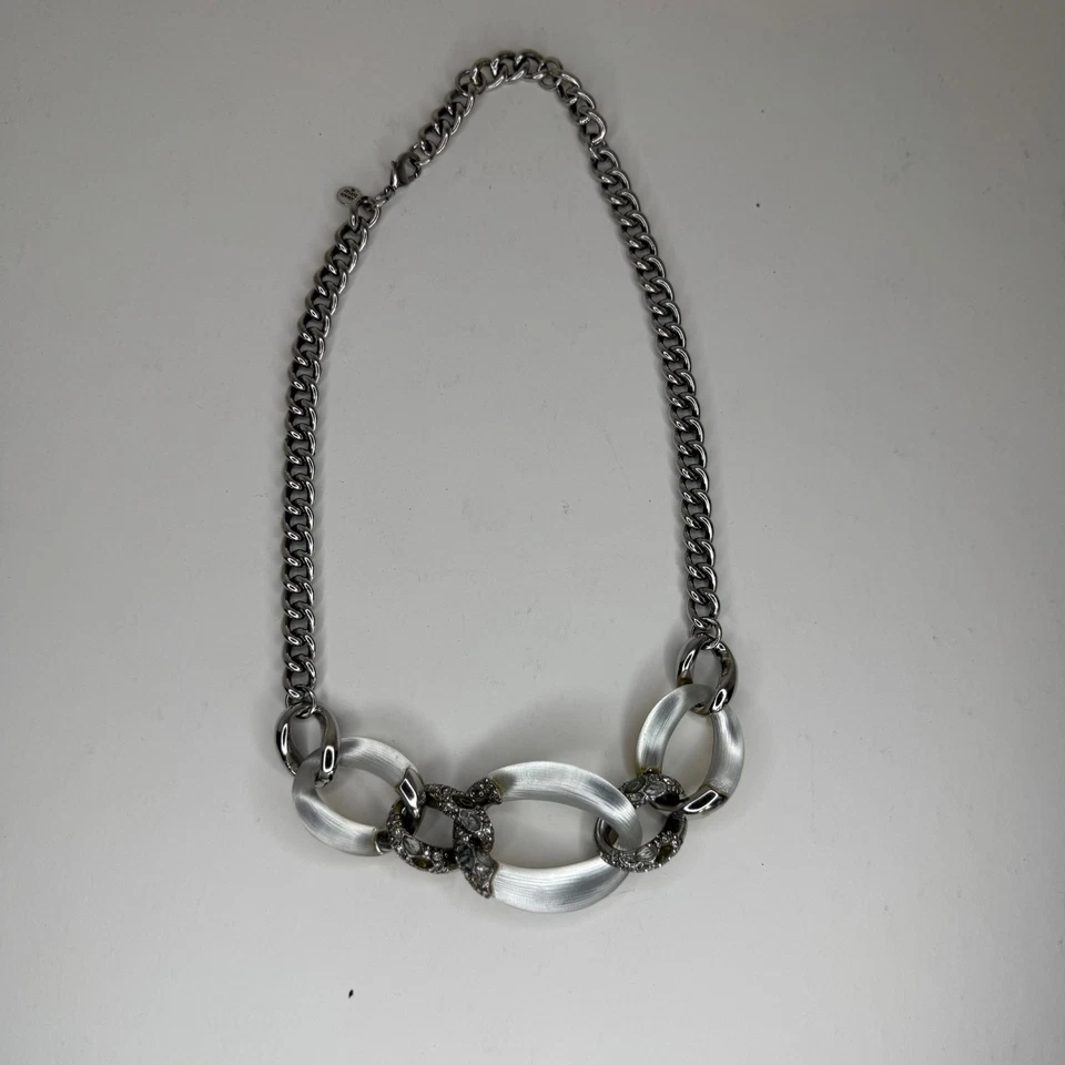 ALEXIS BITTAR СЕРЕБРЯНОГО ТОНА СЕРЕБРА ЛЮЦИТ ВОЛНИСТЫЙ ССЫЛКА КРУГ ОЖЕРЕЛЬЕ - Изображение 2 из 4