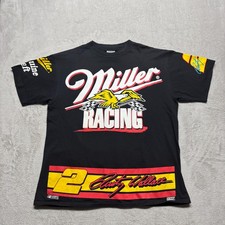 VTG 90s NASCAR Rusty Wallace T-Shirt Mens M Dual Sided Miller Lite Racing Tultex