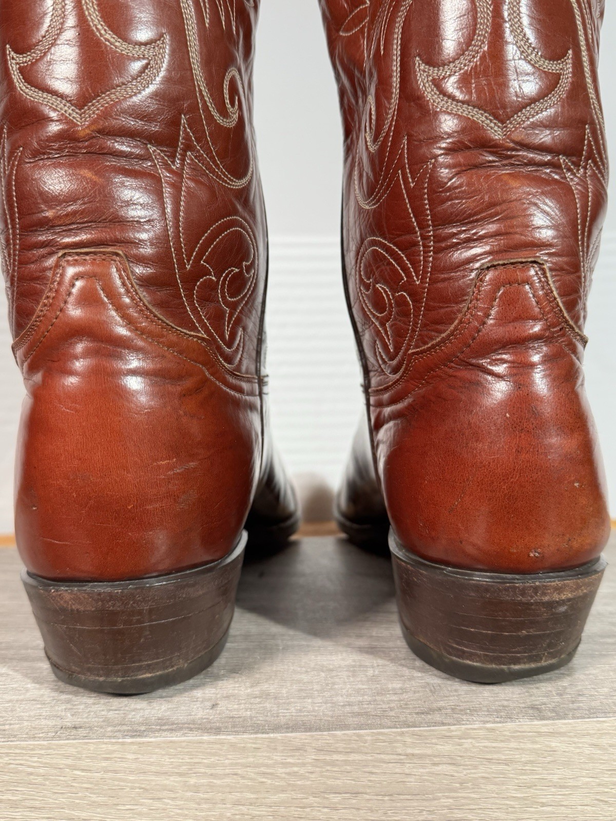 Vintage Men’s Tony Lama El Rey Cowboy Boots Size 12 D Cognac Leather Made In USA