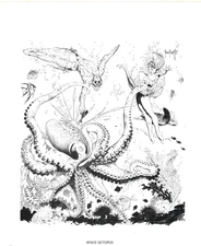 Frank Frazetta Art Print - SPACE OCTOPUS Peacock Press / Bantam 1985