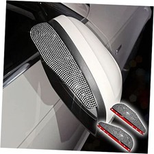 Car Rear View Mirror Rain Eyebrows, 2PCS Bling Crystal Rear View Mirror Silver