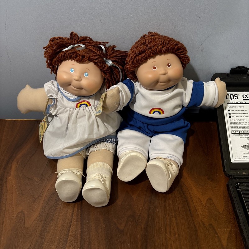 VTG Cute 1984 Heavenly Kids Dolls. Red Yarn Hair, Brown/blue eyes.  By KJ .