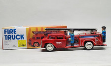 NEW Mechanical Fire Truck Toy MF 718 Red Friction Siren Original Box Damaged
