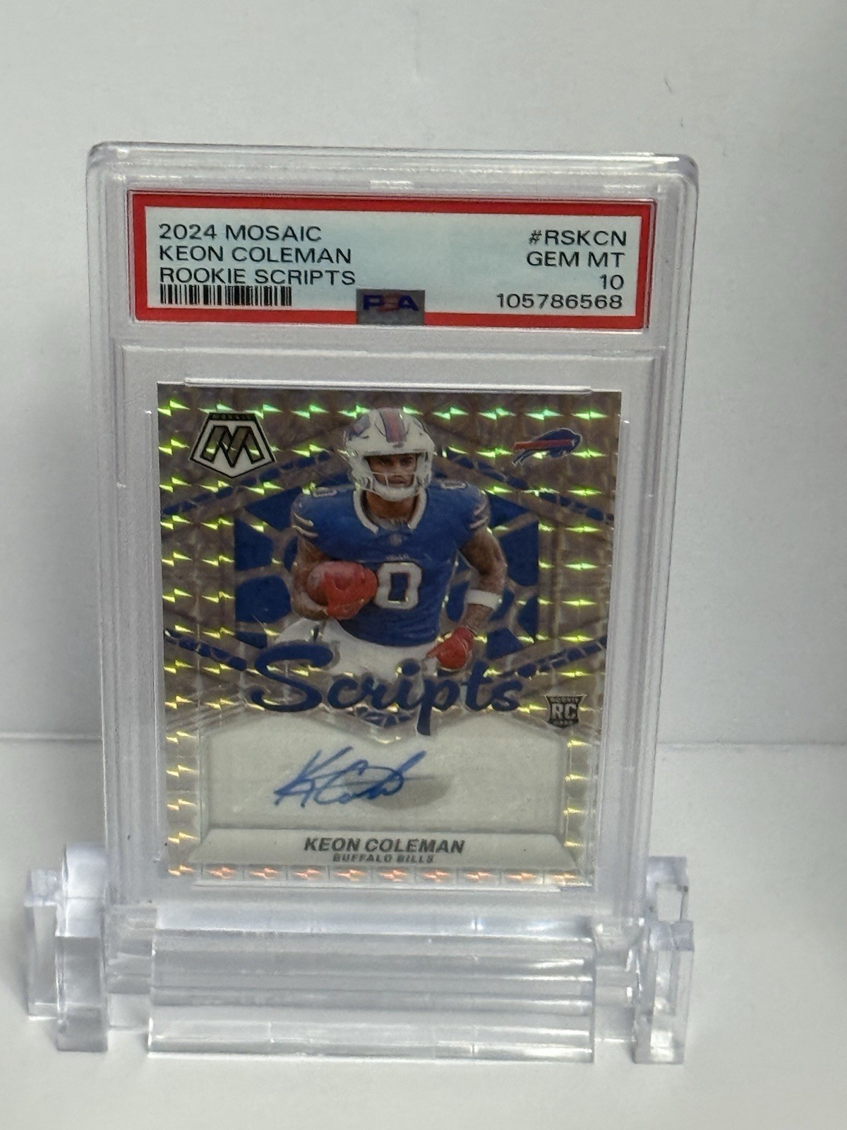 2024 Panini Mosaic - Rookie Scripts Keon Coleman Silver Prizm Auto PSA 10  Bills