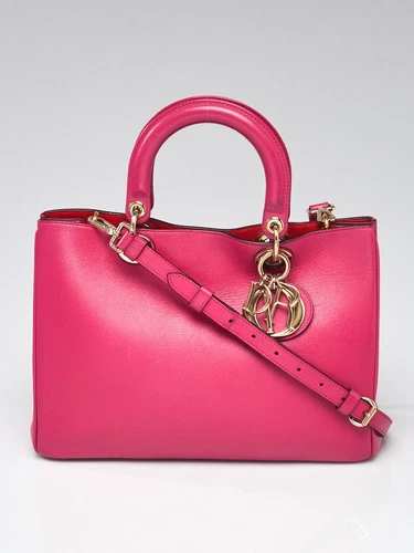 Sac fourre tout moyen Christian Dior en veau rose Diorissimo