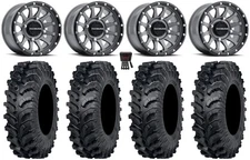 Raceline Trophy 14" Wheels Grey 28" MT911 Tires Kawasaki Brute Force IRS