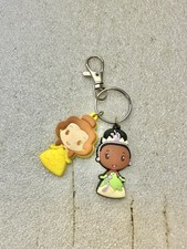 DISNEY Princess Key Chain Tiana  Belle Charms Keychain