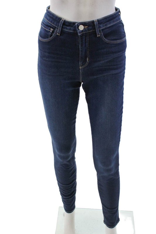 L Agence Womens Cotton Zip Button Skinny Leg Denim Jeans Blue Size EU 25