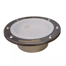 7 In. O.D. PVC Closet Toilet Flange W/Stainless Steel Ring and Knockout, Fits