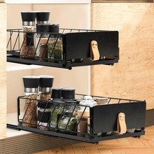 No Drill Pull Out Organizer Drawer,Slide Out Nano Adhesive Mesh Basket with G...