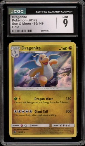 Pokemon Dragonite Sun & Moon Holo Rare #96 CGC 9 Mint