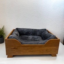 Bespoke Wooden Oak Raised Bed Frame with Dog Bed Sustainable Small - Medium Pet