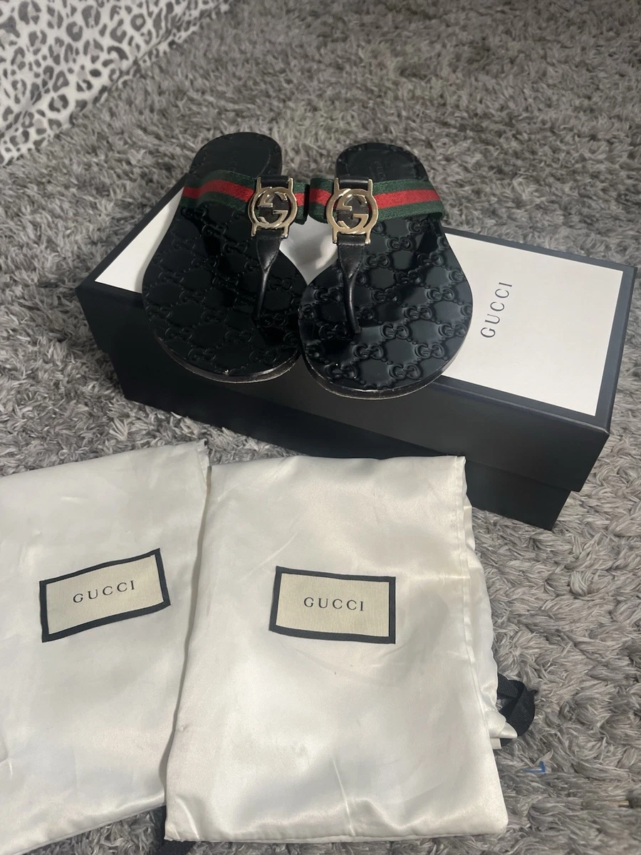 ミュール(GUCCI) Mule Gucci de Couro Original Preto Feminino