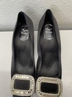 Roger Vivier Womens Belle Vivier Satin Crystal Pumps Size 9.5 Black *Preowned* — photo 4