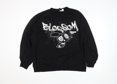 H&M Divided Damen Sweatshirt schwarz Blossom Powerpuff Mädchen bedruckt Gr. L
