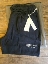 Essentials Fear of God Men's Jet Black Fleece Shorts Size L Drawstring NWT