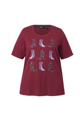 Ulla Popken Damen große Größen T Shirt Cowboystiefel Classic Rundhals