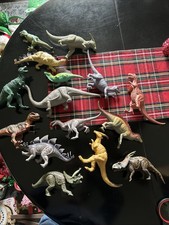 Vtg Dinosaur Toy Lot of 15 Assorted Mixed T Rex Creative Play Plastic Rubber