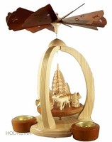 Pyramide Rehe Mit Teelicht und Kerze 28Cm NEU Tischpyramide Erzgebirge Holz