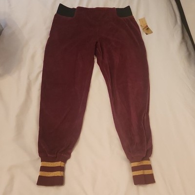 Nicki Minaj Women's Sweatpants Burgundy Stretch Gold Striped Cuffs XL Regular