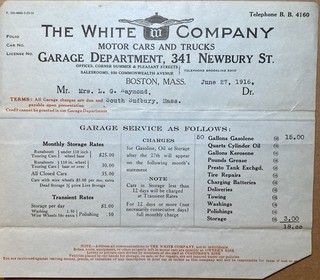 1916 Invoice The White Company Motor Cars & Trucks Boston Mass