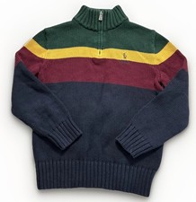 Polo Ralph Lauren Mock Neck 1/4 Zip Pullover Sweater Sz 7 Colorblock CLEAN