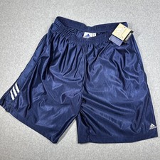 Vintage Y2K Adidas Basketball Shorts Men's XL Blue Dazzle Shiny Silky Satin NWT