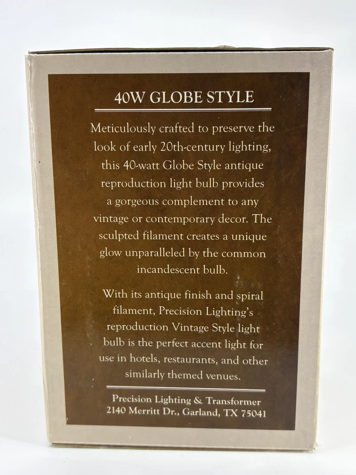 NEW Edison Style Sguirrel Cage Filament G40 Tinted Light Bulb 40W Pl&T Electric - Image 2 of 4