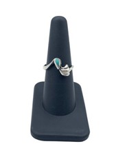 Step Turquoise Stone Band 925 Sterling Silver Ring Size 6.5