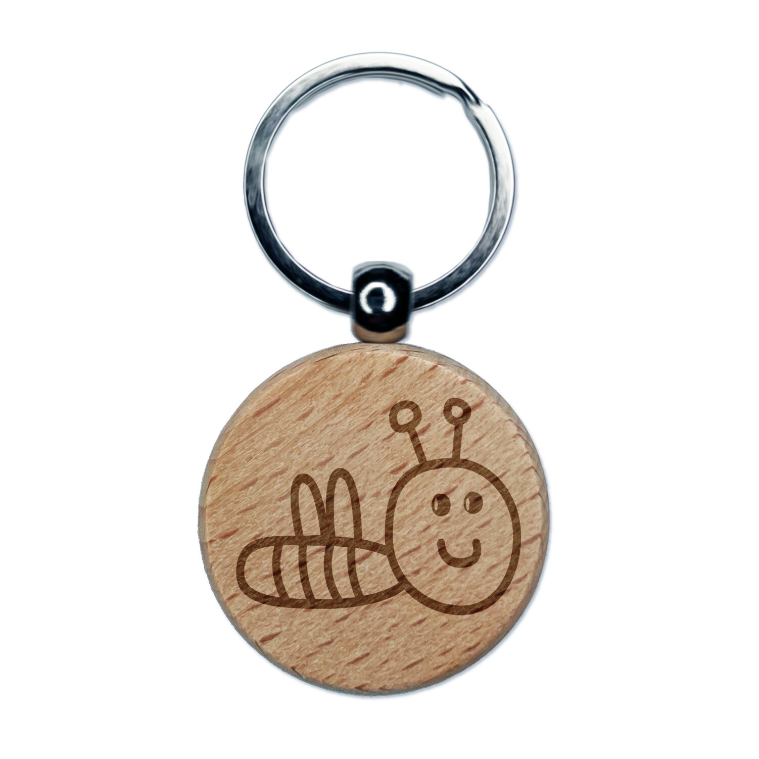 Sweet Bee Wooden Engraved Keychain Charm with Doodle Design