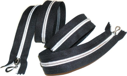 Cremallera Negro 41"/104CMS Plateado Nylon Espiral Dientes Bobina Cremallera,Dos - Imagen 3 de 4