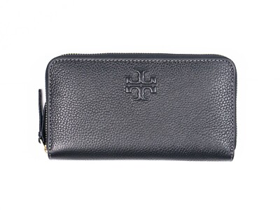 Tory Burch Thea Black Pebbled Leather Continental Wallet