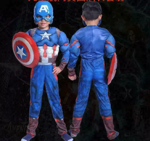 Kinder kleid Kostüm Avengers Vereinigte Staaten von Amerika Captain Muscle Chest - Bild 6 von 12