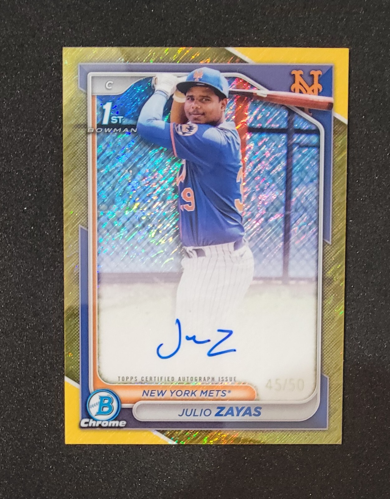 JULIO ZAYAS 2024 1st Bowman Chrome Gold Shimmer Refractor Auto /50 Mets
