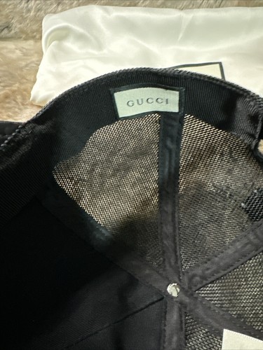 NWT GUCCI Men’s GG Baseball Cap In Black 100% Authentic - Afbeelding 7 van 13