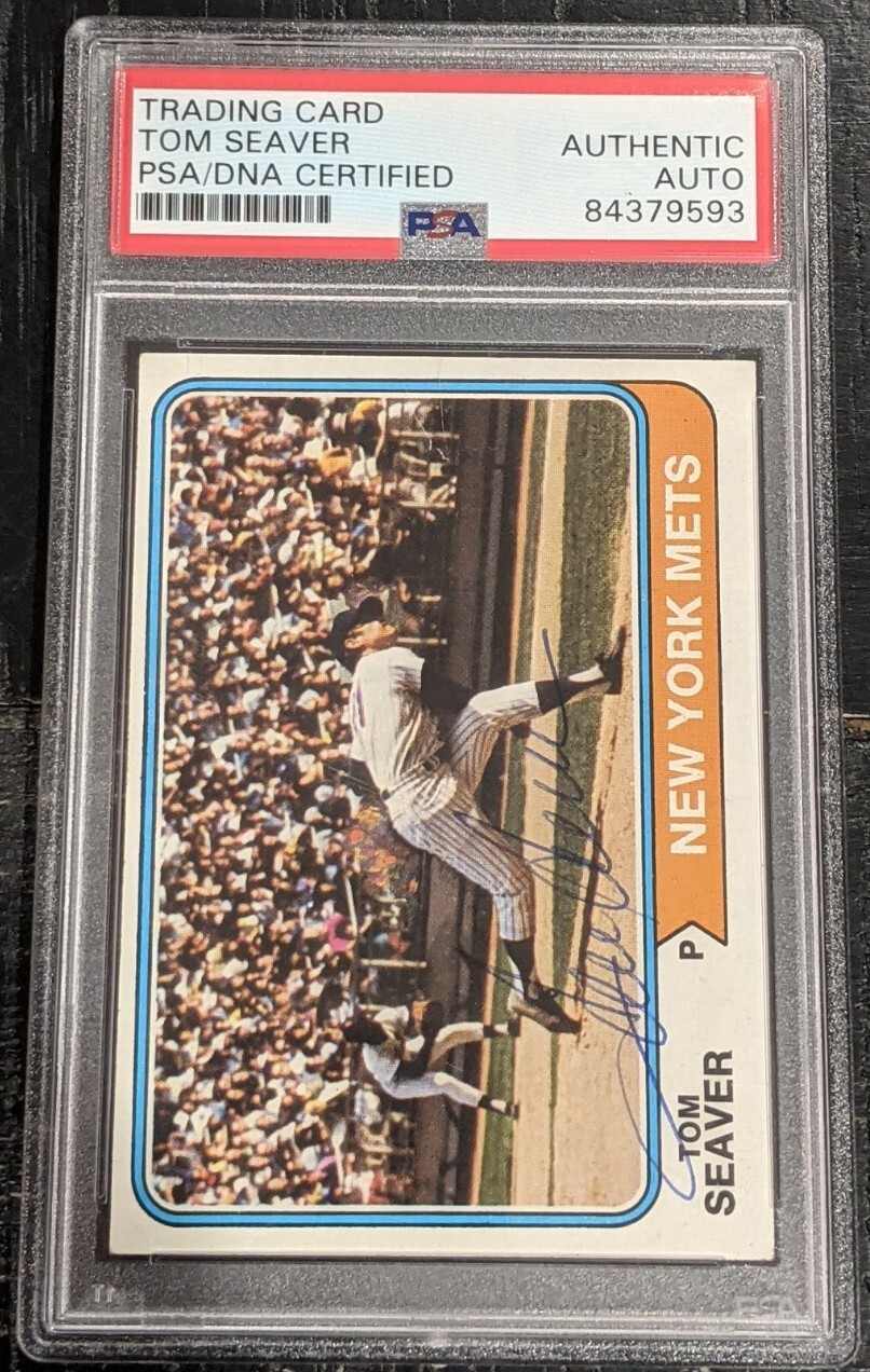 1974 Topps Tom Seaver Actually Signed Autograph Card Blue Ink PSA/DNA Authentic