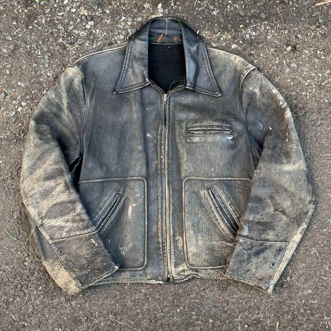 1950s〜60s single leather jacket Vintage 1950s-60s Single Leather Jacket Outer Rare Men's