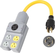 NEMA L14-30P to 4 Port 5-15R 5-20R L14-30R 5 Outlet 120/240V 30 Amp 4 Prong Twis