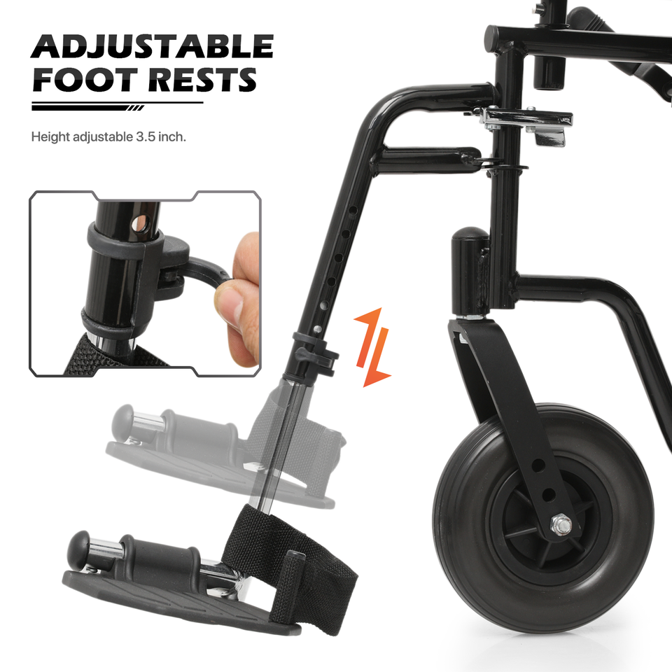 [FDA APPROVED]Foldable Manual Wheelchair ExtraWide Seat /w Adjustable