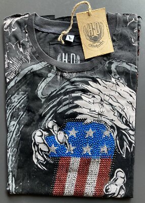 Harley Davidson T-Shirt Eagle The One Size L Rhinestones Design Unused